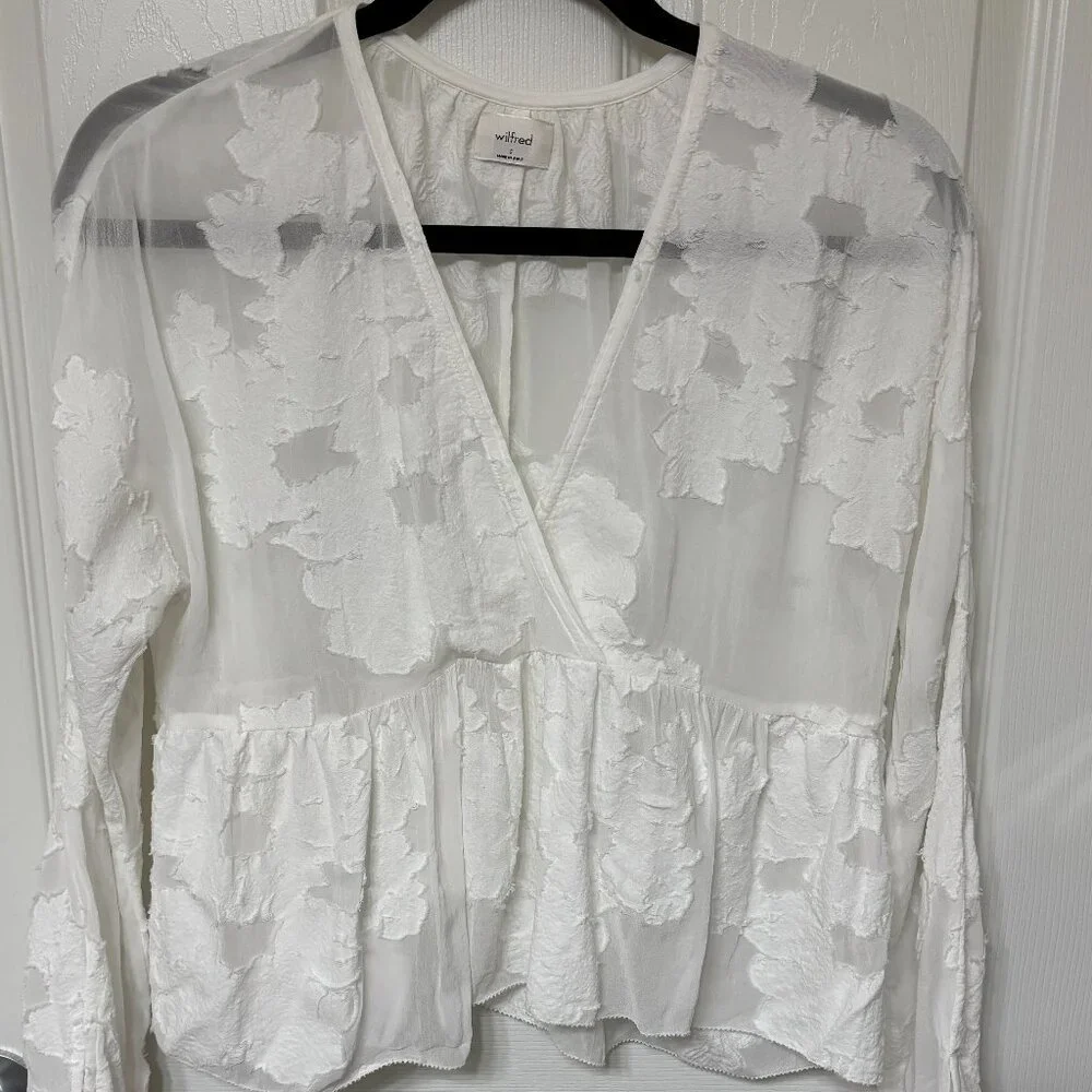 Aritzia Wilfred Floral Cropped Blouse - Picture 1 of 3